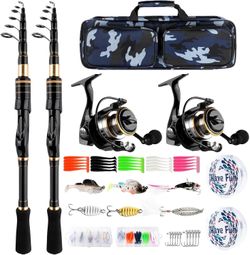 Carbon Fiber Telescopic Fishing Rod Reel Combo with Compact Carrier Bag
