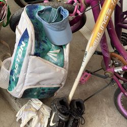 Softball Bat / Backpack / Shoes / Gloves 