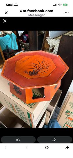 Vintage Asian Lacquered Octagonal Side Table