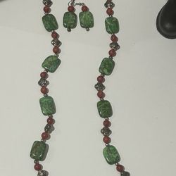 Stone Necklace With Matching Earrings