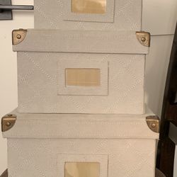 Nesting Suede Boxes w/Brass Corners