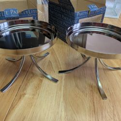 Partylite set Of 2 Jar Pedestal For 3 Wick Jar Candle 