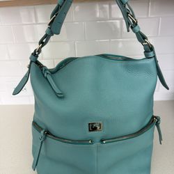 Dooney & Bourke Aqua Dillen MD Zipper Pocket Slouch Bag