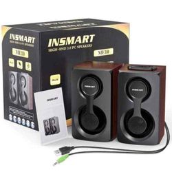 New In A Box, Computer Speakers, Support Wired and Bluetooth 5.0, Wooden Speakers with 2.0 Stereo Volume Control, Triple Channel Multimedia Speakers f