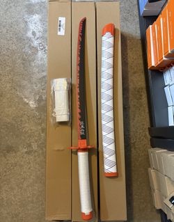 Blazing S. Fantasy Anime Replica Demon Hunting Fire Hashira Nichirin Samurai Sword Rengoku Infinity-Train Battle for Costume Cosplay Halloween Practic