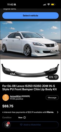 brand new Bumper chin Lip Body Kit  for Lexus  is 250  for 2006 to 2008