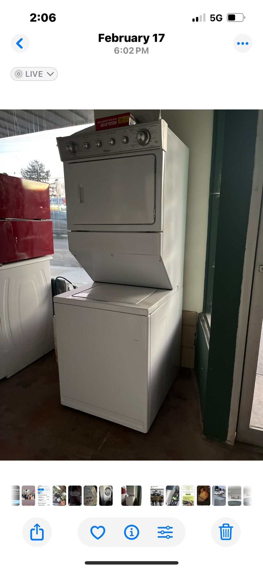Whirlpool Stackable Washer And Electric Dryer Used