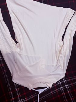 White Ribbed Long Sleeve shirt
