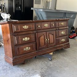 FREE solid wood dresser + mirror – must pick up today