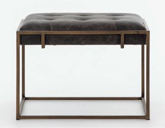 Oxford Accent Stool Top Grain Leather and Iron - New in Box - $899 Retail