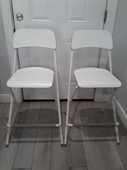 IKEA White Folding Bar Stools – Set of 2   24” Height