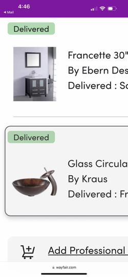 Ebern Designs Francette 30" Bathroom Vanity, Kraus Glass Circular Vessel Sink + Faucet