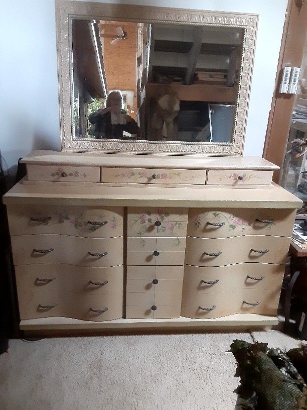 Custom Painted Dresser/ Mirror/Jewelry Box