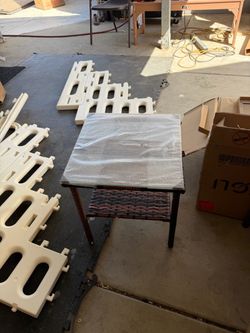 Outdoor Wicker Glass Top Side Table