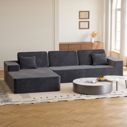 Gray Left Hand Facing Chaise Convertible Sectional Sofá 