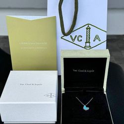 18k white gold Van Cleef style Sweet Butterflies Blue turquoise stone necklace full set