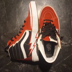 Vans Sk8 Hi Red Lightning Bolt Hi Top Shoes 