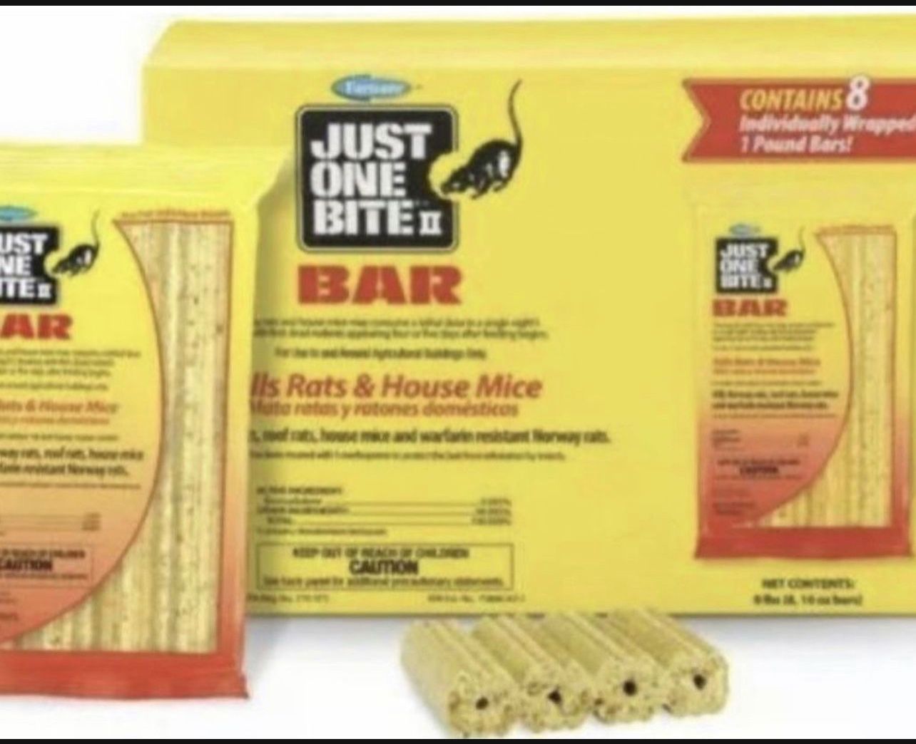 Just One Bite II Bait Bars Block Rodent Poison Rat Mouse Mice Killer 8-1 Lbs Packs