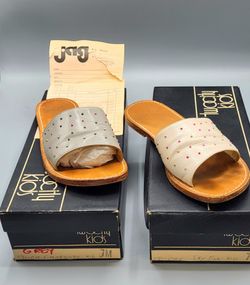Vintage Sandal Shoes, Size 7M, Two City Kids, So Cute & Quality Leather - 2 Pairs in Pink & Grey