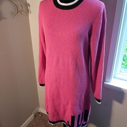 Juicy Couture Sweater Dress Womens 1X Pink Long Sleeve Spellout Knit