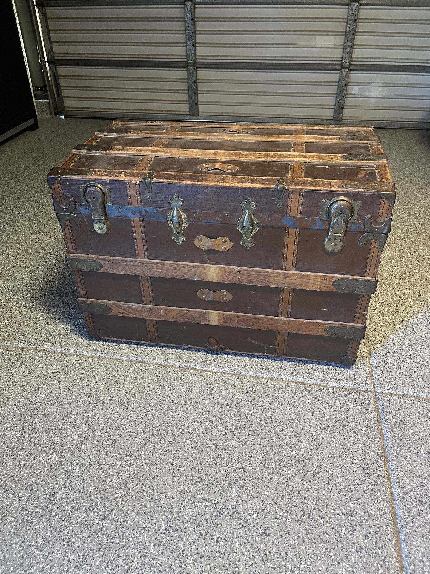 Vintage / Old Big Steamer Trunk / Storage Made By Olewine’s Co. - Very Sturdy And Cool Looking 