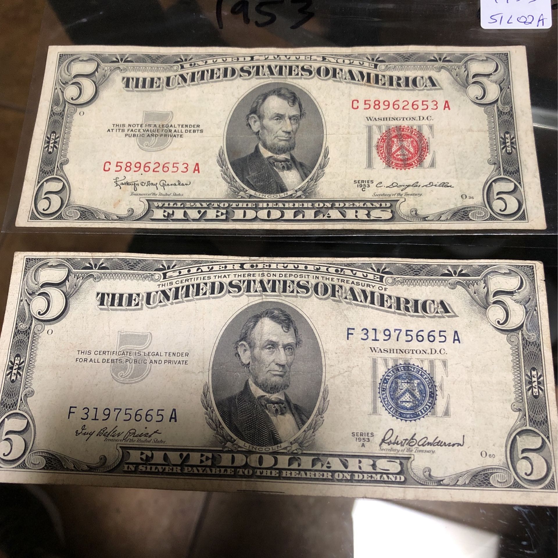 Lot Of 2 Vintage 1953 Blue And Red Seals