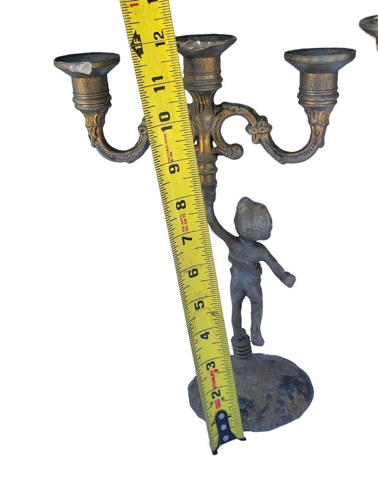 Pairs Vintage metal candlesticks 3 branches, candelabra, vintage metal candlestick, candlestick candlestick, Mid Centuy, 1950