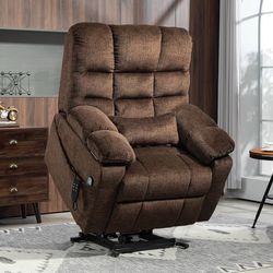 3-Motor Zero Gravity Recliner with Adjustable Seat Height Big Man Recliners 400 lbs with Heat Massage Arm Storage Cup Holders, Power Lift Chair for El