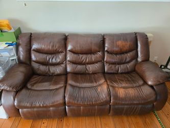 Couch Brown Leather Reclining Sofa
