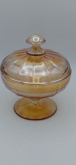 Beautiful Vintage Fenton "Grecian" Marigold Carnival Glass Candy Dish
