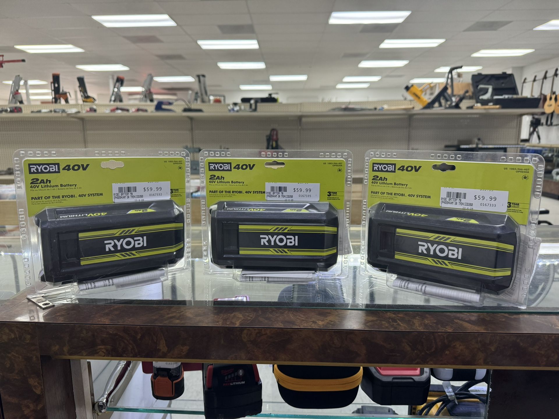 (3) Ryobi 2Ah 40v Batteries (Sold Separately) 
