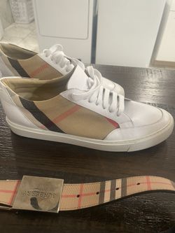BURBERRY Women's OPTIC WHITE Salmond Vintage Check Low Top Sneakers