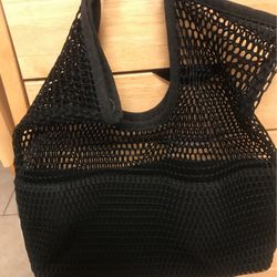 Classic Casual Black Fishnet Tote / Handbag $13