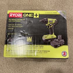 (SEALED) RYOBI one plus 18v impact driver kit with 2 batteries