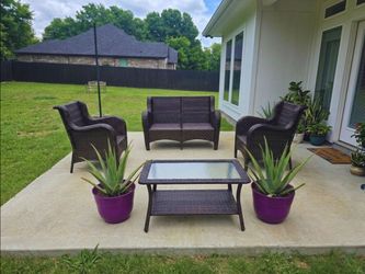 4 Piece Wicker Outdoor Furniture Set