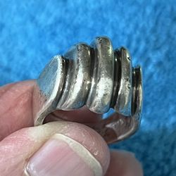 Silver Scallop, Dome Seashell Sterling Silver Ladies Ring Vintage 