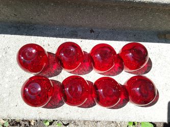 8 ruby red hand blown vintage barware tumblers low balls