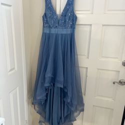 Ever Pretty Fashion High-Low Deep V Neck Tulle Prom Dresses with Sequin Appliques
