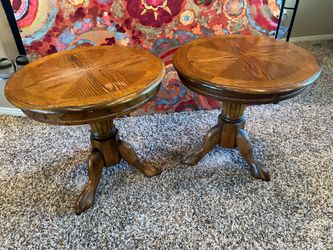 End Round Tables Solid Oak