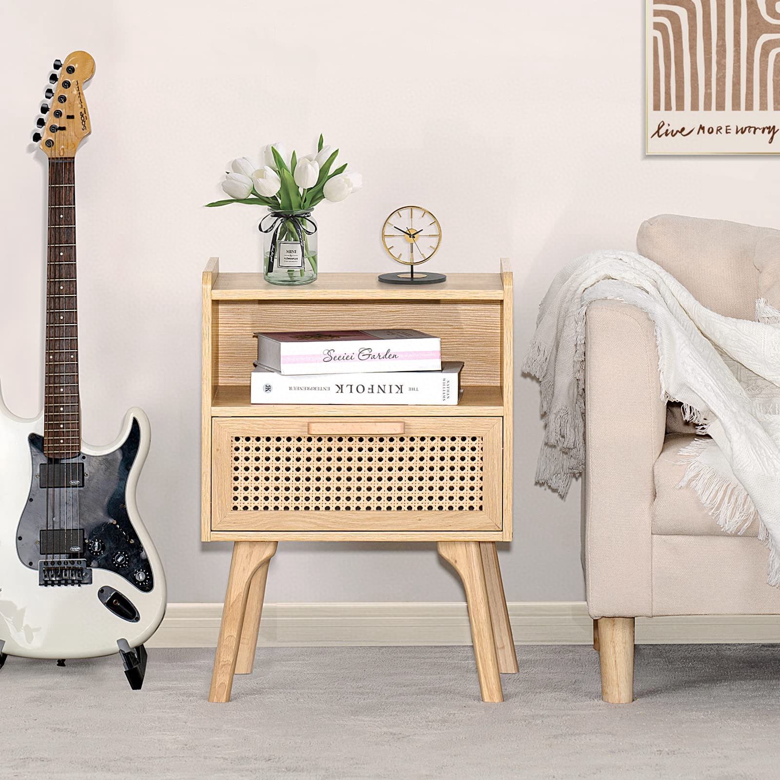 Side Table with Drawer Open Shelf, warehouse clearance