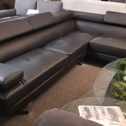 Brand New Black Faux Leather Sectional