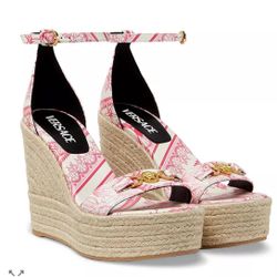 New Versace Women's Medusa 'Wedge Sandals Size 8