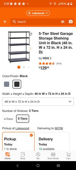 HDX 48in  W x 72 in H steel storage unit 5 racks