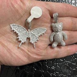 925 Sterling silver butterfly and bear pendant.($35 each)