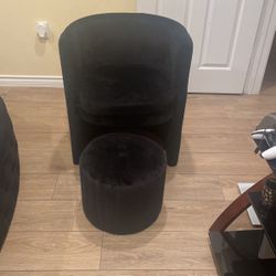 Velvet Chair With Stool