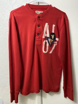 American Living Red Henley Long Sleeve Shirt Size Small
