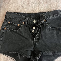 Levis Black Jean Shorts 501 W26