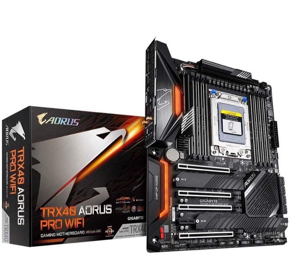 Open Box GIGABYTE TRX40 AORUS PRO WIFI (sTRX/AMD/TRX40/Fins-Array Heatsink/12+2 Phases Infineon Digital VRM/3x PCle 4.0x4 M.2/Intel WiFi 6/Intel