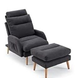 Accent Chair With Ottoman Dark Gray