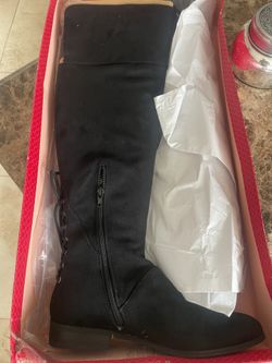 New Black Suede Boots Size 7 1/2